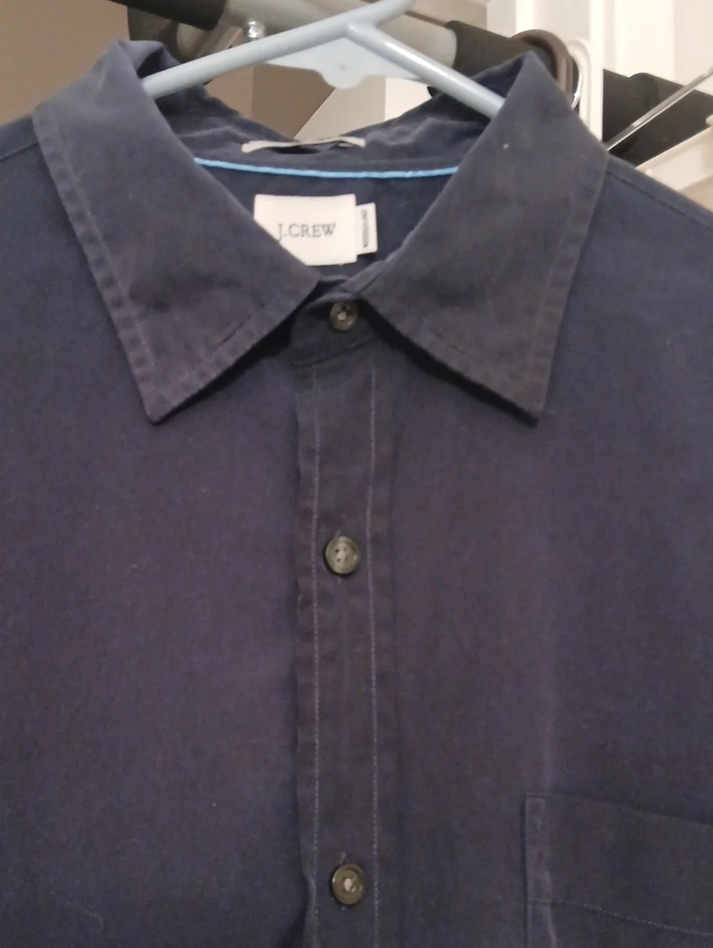 J. Crew Men's Button-Down Shirt in Navy Blue